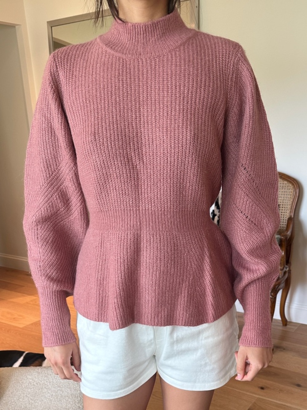 Vero Moda Dusty Rose Knit Mock Neck Sweater